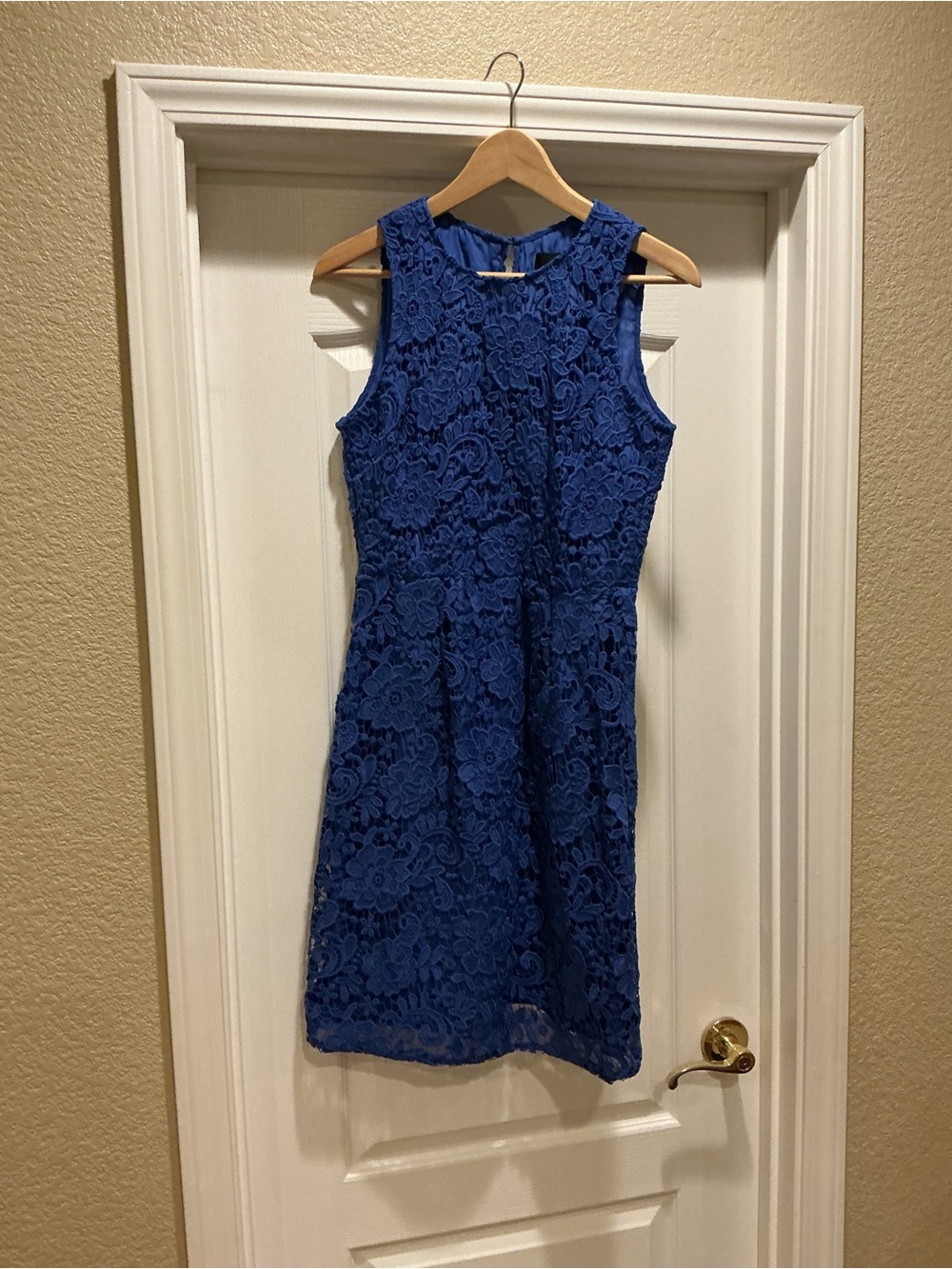 J. Crew Sleeveless Royal Blue Lace Sheath Dress